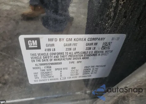 2022 Chevrolet Trailblazer Ls из США, поврежденный, VIN KL79MMS22NB088589